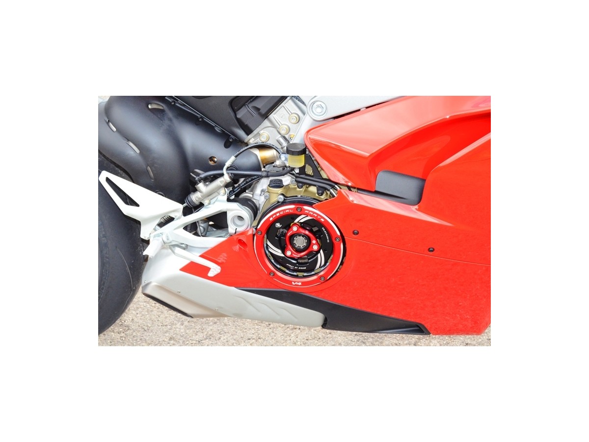 Ducabike Ducati Paniglae V4 Kupplungsdeckel durchsichtig elociert schwarz gold rot silber